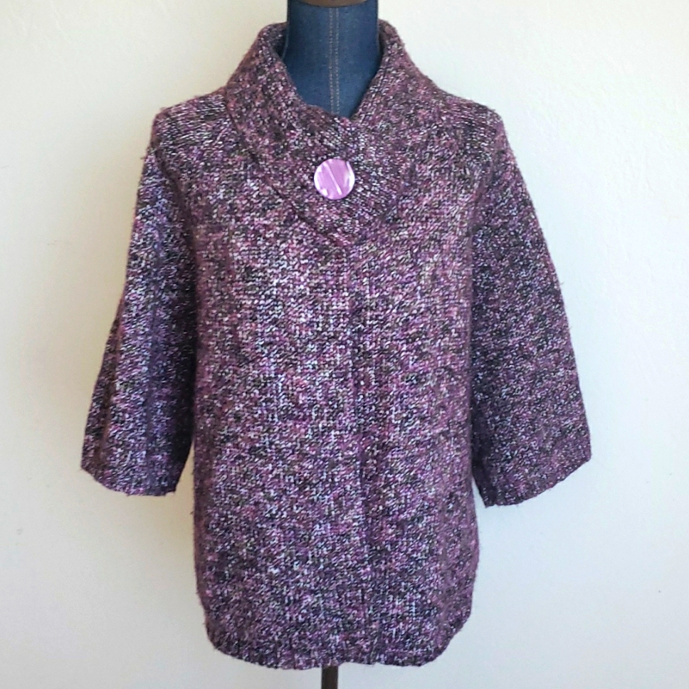 Carole Little Purple Wool Blend Sweater Cardigan